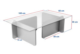 Nordure Mesa de Centro Cristal Templado Gris 105x65x30 cm